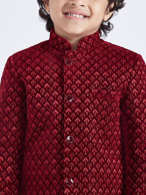 Boy's' Maroon Sherwani Set